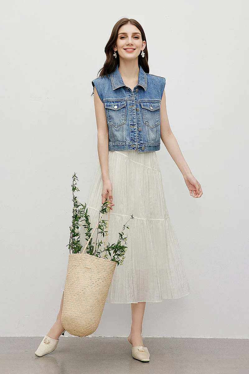 White V-Neck Spaghetti-Strap Textured Midi Dress - HBQMJX