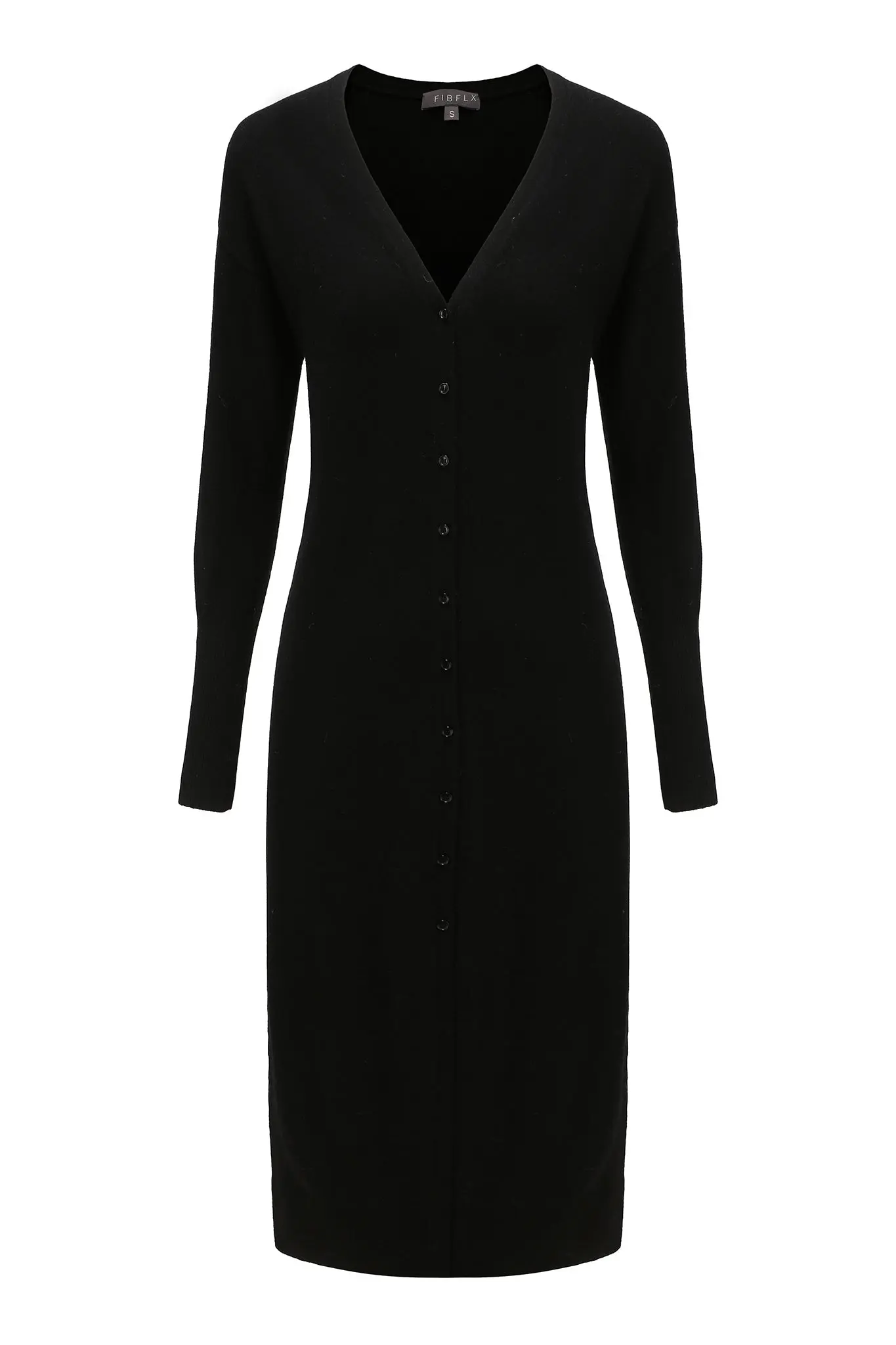 V-Neck Cardigan Sweater Dress in Merino Wool - HBQMJX