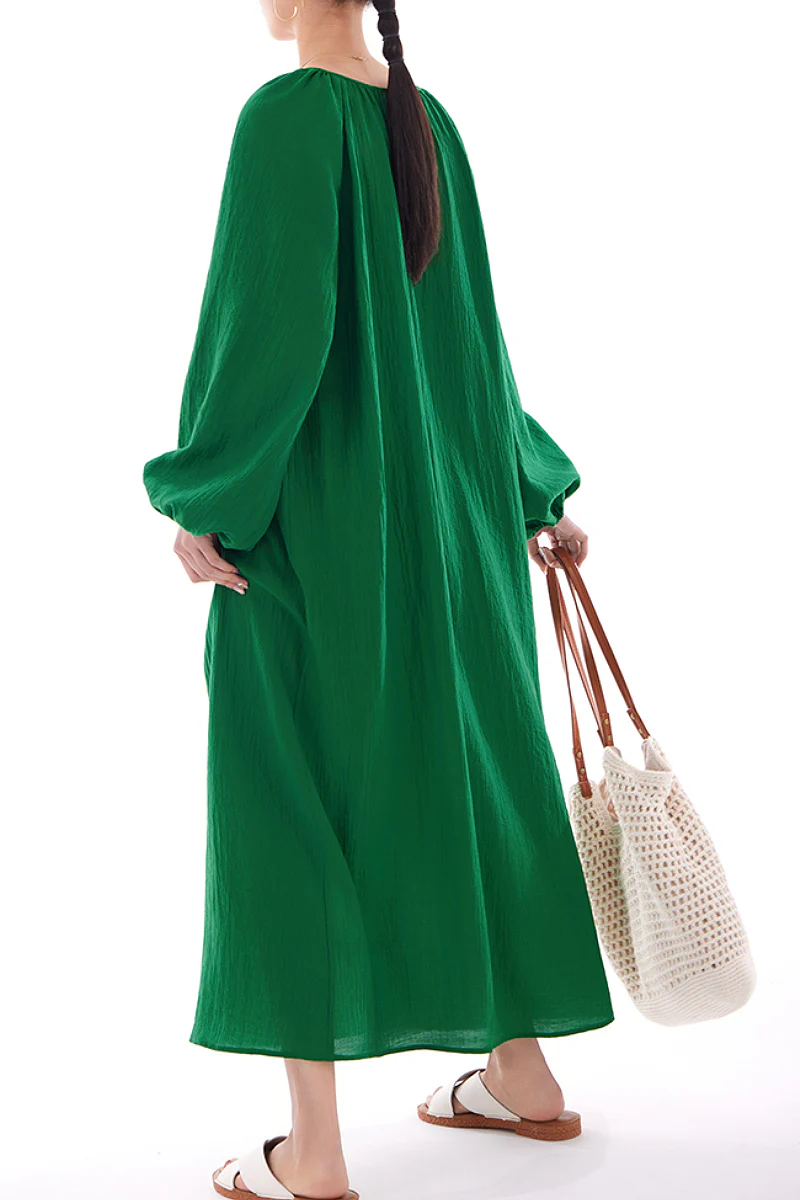 Green Lantern-Sleeve V-Neck Maxi Dress - HBQMJX