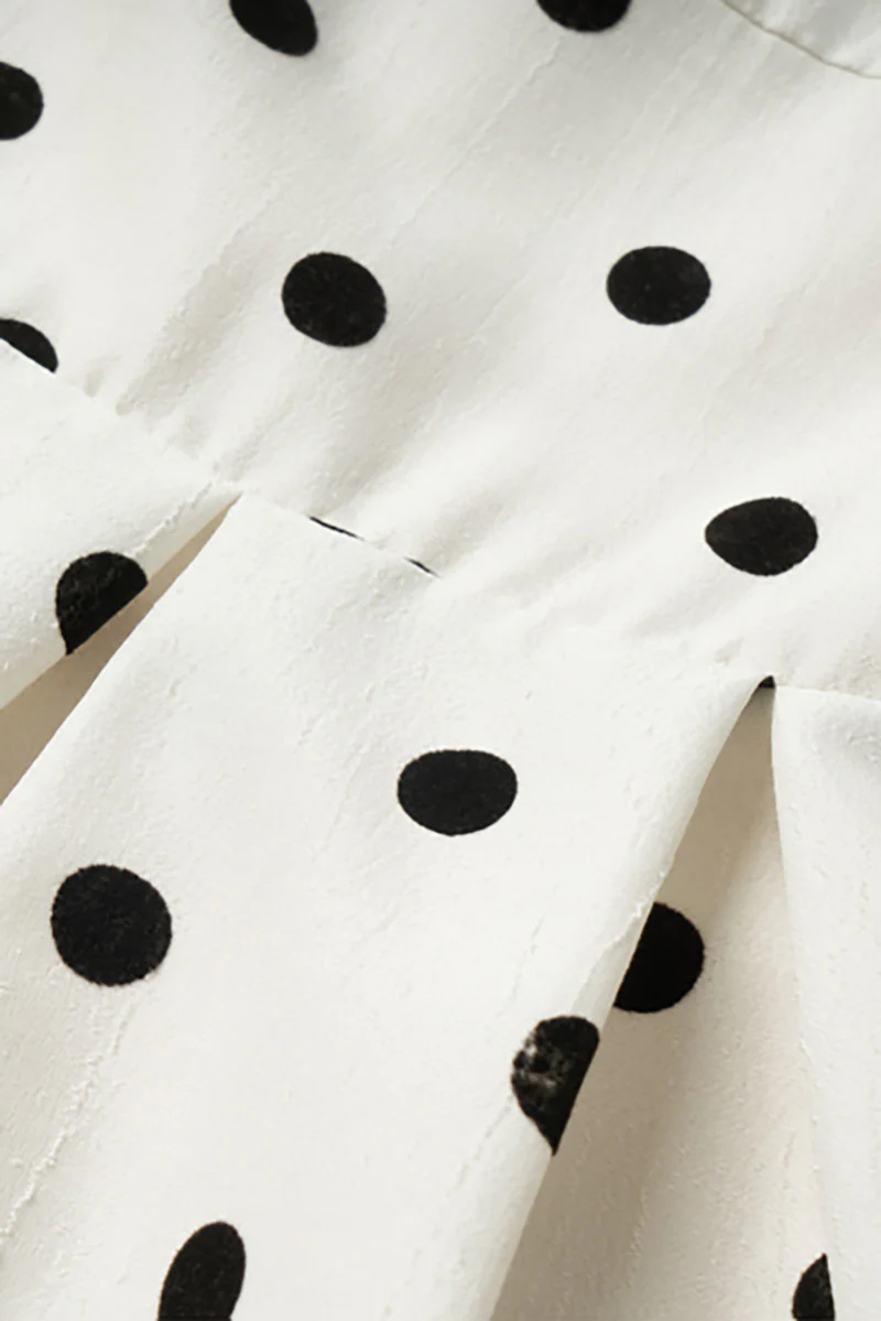 White Polka-Dot Spaghetti-Strap Midi Dress - HBQMJX