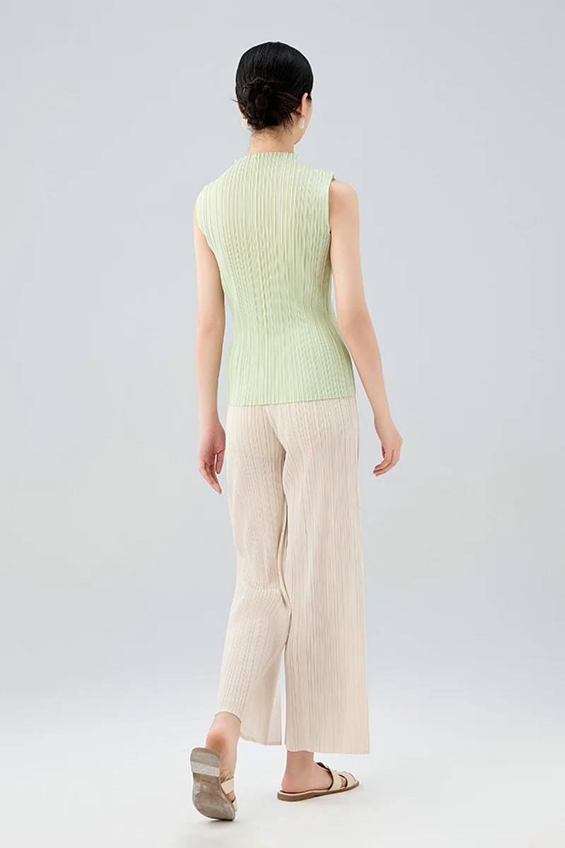 Designer Inspired Pleated Wide-Leg Cropped Pants - HBQMJX