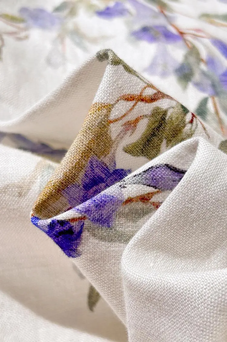 Backless Floral Linen Dress - HBQMJX