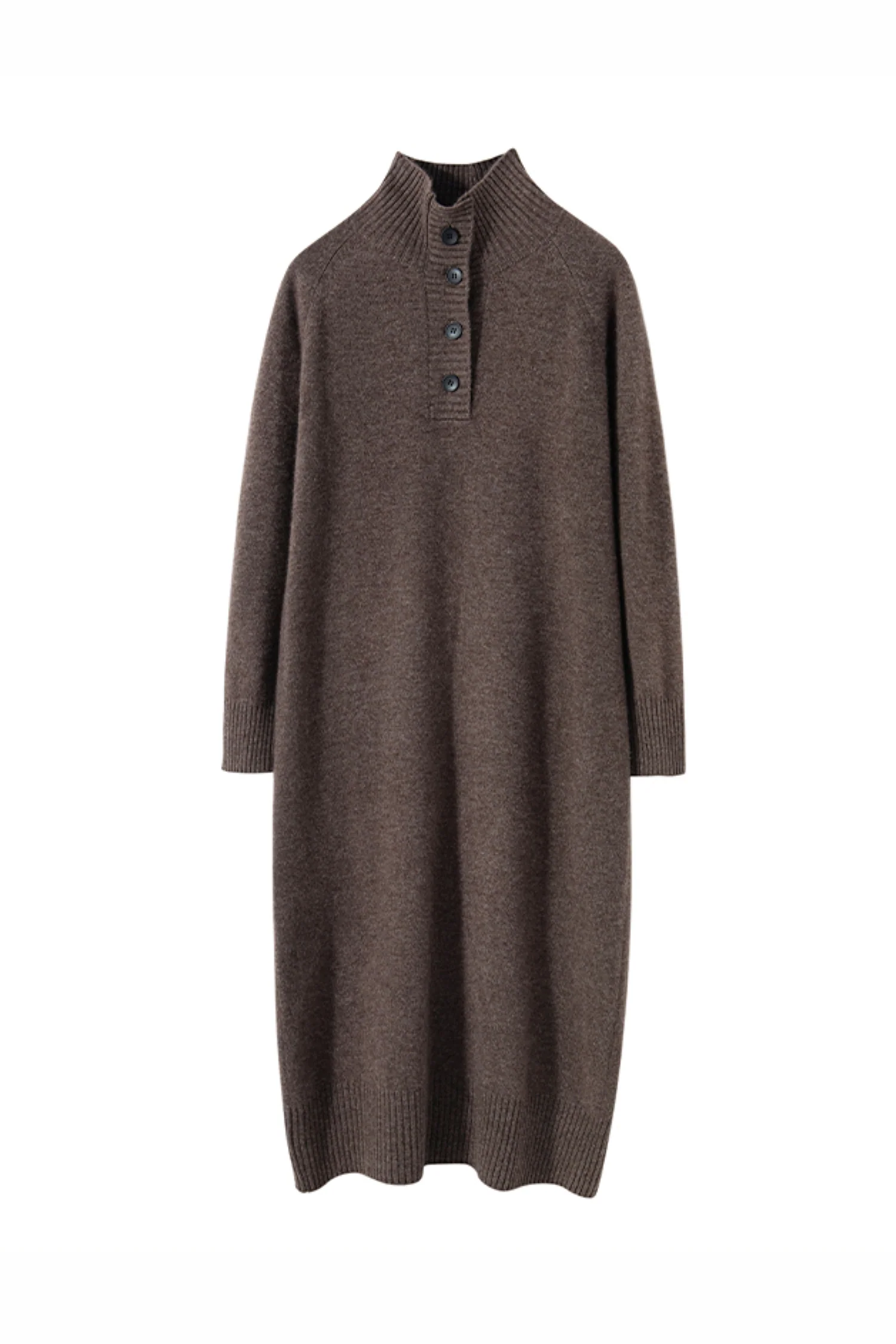 Chunky Wool Long Sleeve Turtleneck Maxi Sweater Dress - HBQMJX