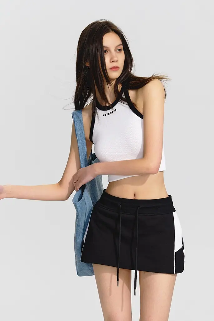 Cotton Tennis Skirt with Drawstring - HBQMJX