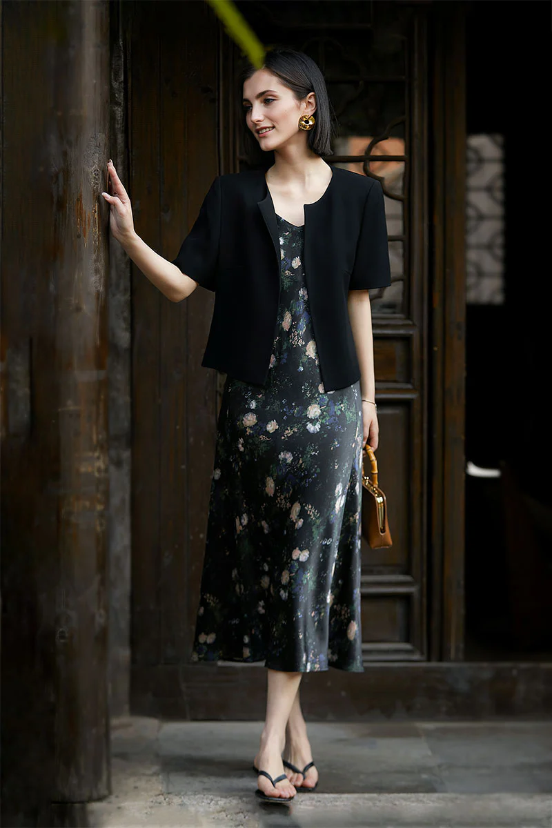 19 Momme Silk-Blend Slip Dress in Floral Print - HBQMJX