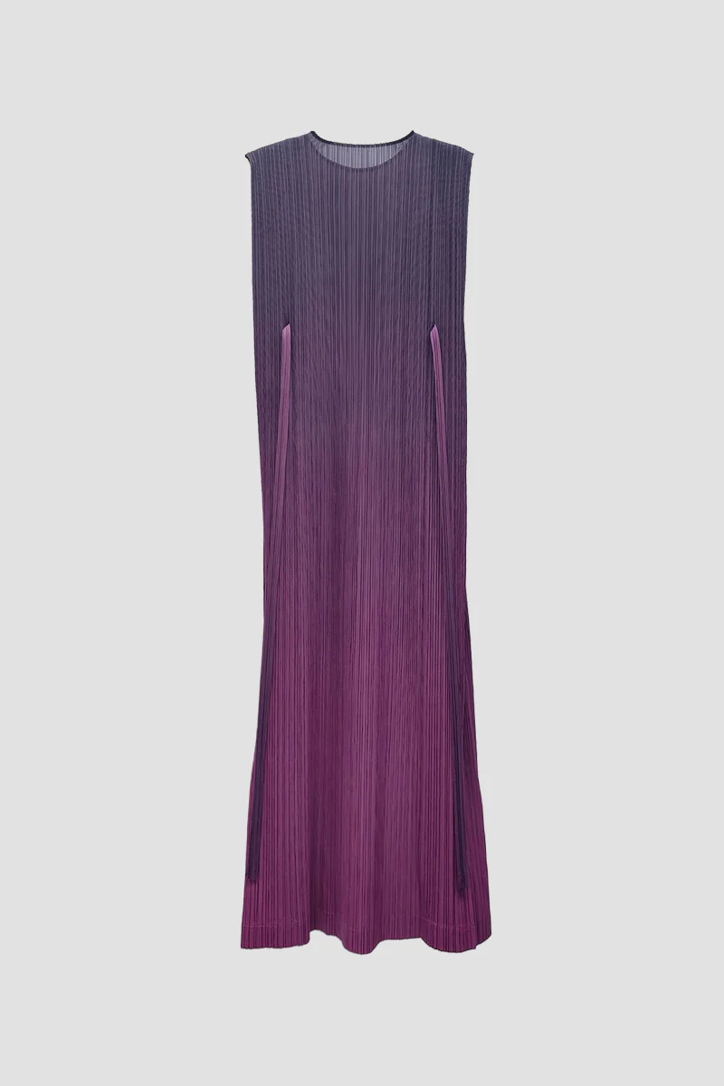 Ombre Pleated Sleeveless Midi Dress - HBQMJX