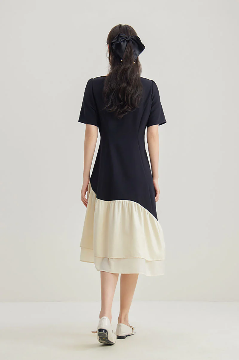 Short-Sleeve Sweetheart-Neck A-Line Midi Dress - HBQMJX