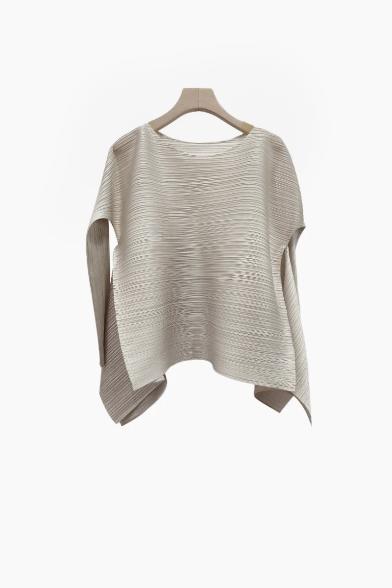 Designer Inspired Pleated Asymmetrical Top - HBQMJX