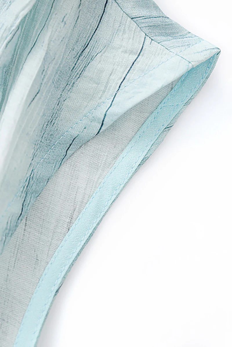 Tie-Dye Textured Cap-Sleeve Midi Dress in Light Blue - HBQMJX