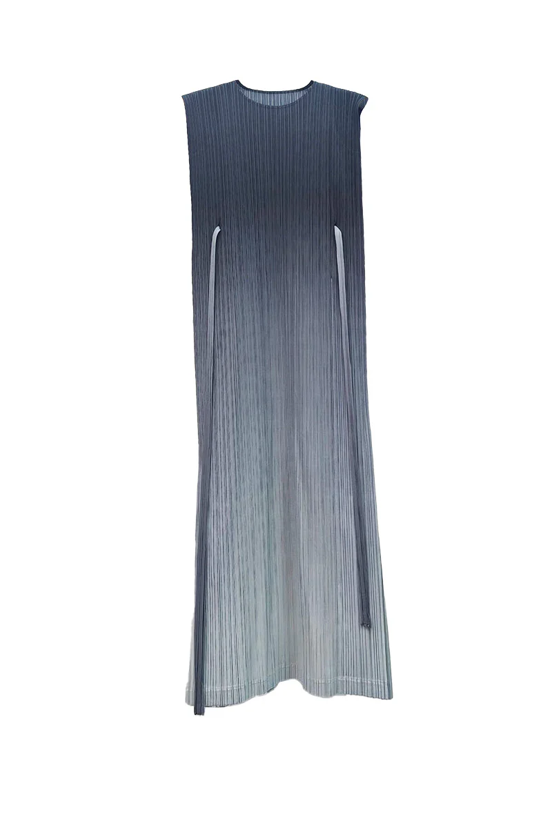 Ombre Pleated Sleeveless Midi Dress - HBQMJX