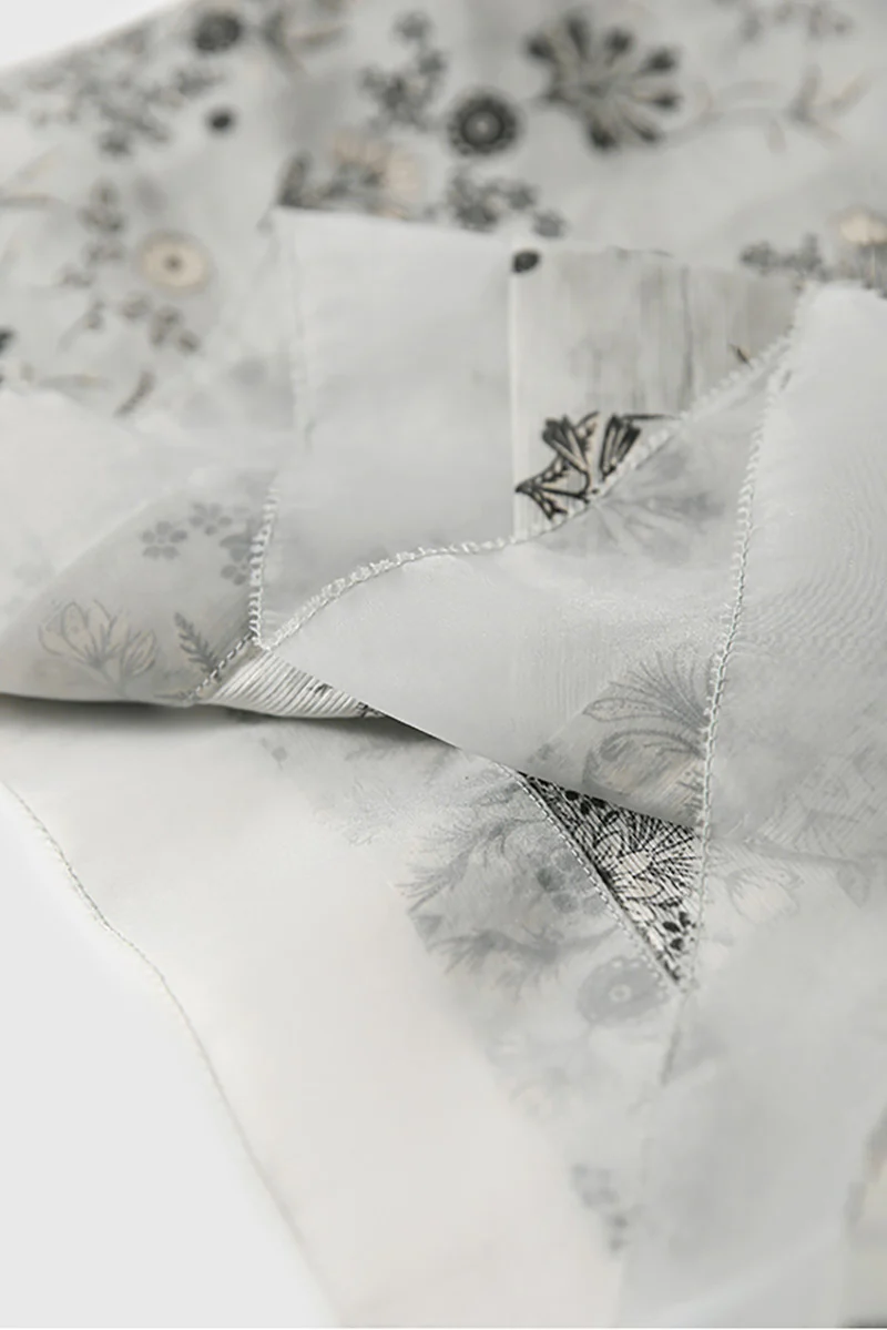 Qipao-Inspired Floral Midi Dress in Linen-Silk Blend - HBQMJX