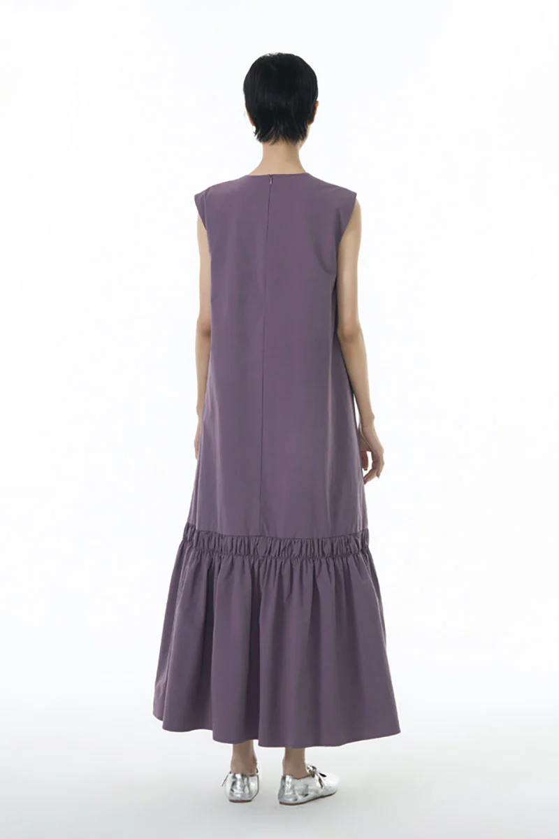 Relaxed Sleeveless A-Line Tiered Maxi Dress - HBQMJX