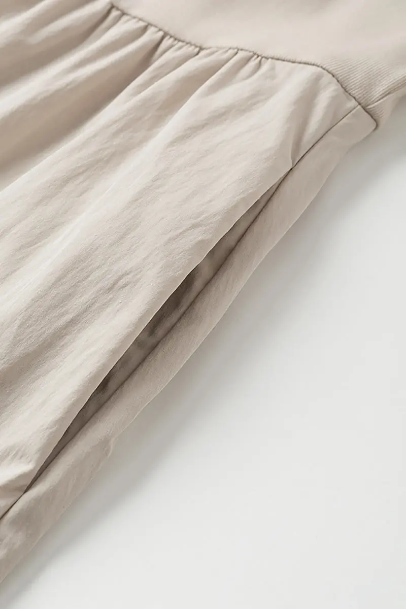 Cotton Short-Sleeve Mixed-Media Fit & Flare Midi Dress - HBQMJX