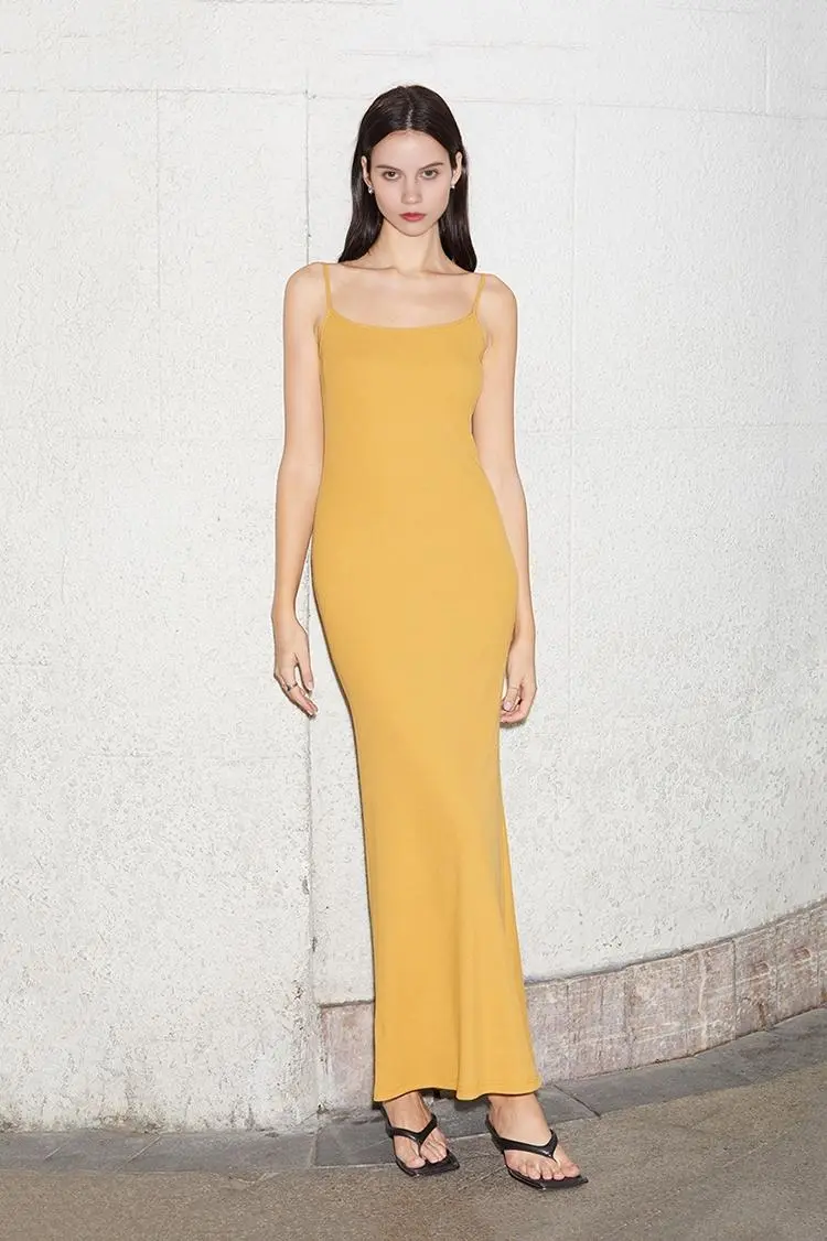 Black Bodycon Slip Maxi Dress - HBQMJX