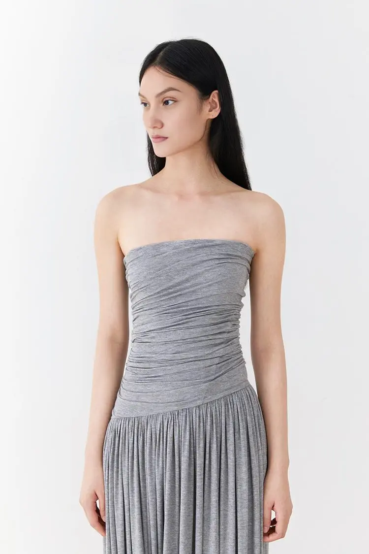 Tube Ruched Strapless Dress - HBQMJX