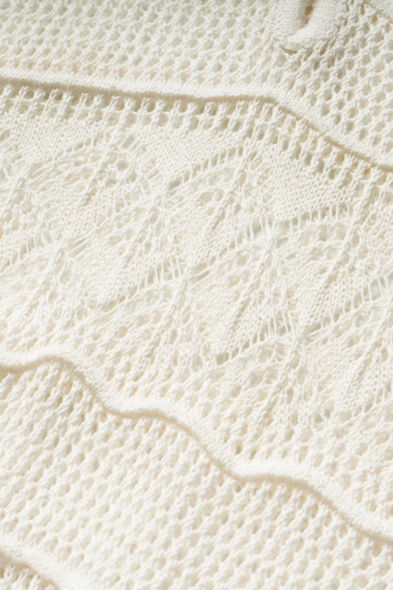 White Crochet V-Neck Sleeveless Midi Dress - HBQMJX