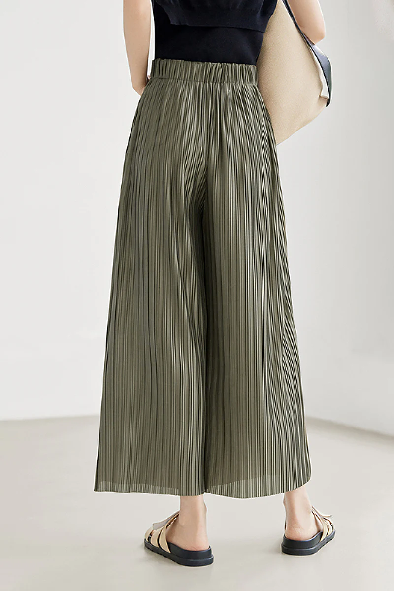 Flowy Pleated Pull-On Wide-Leg Pants - HBQMJX