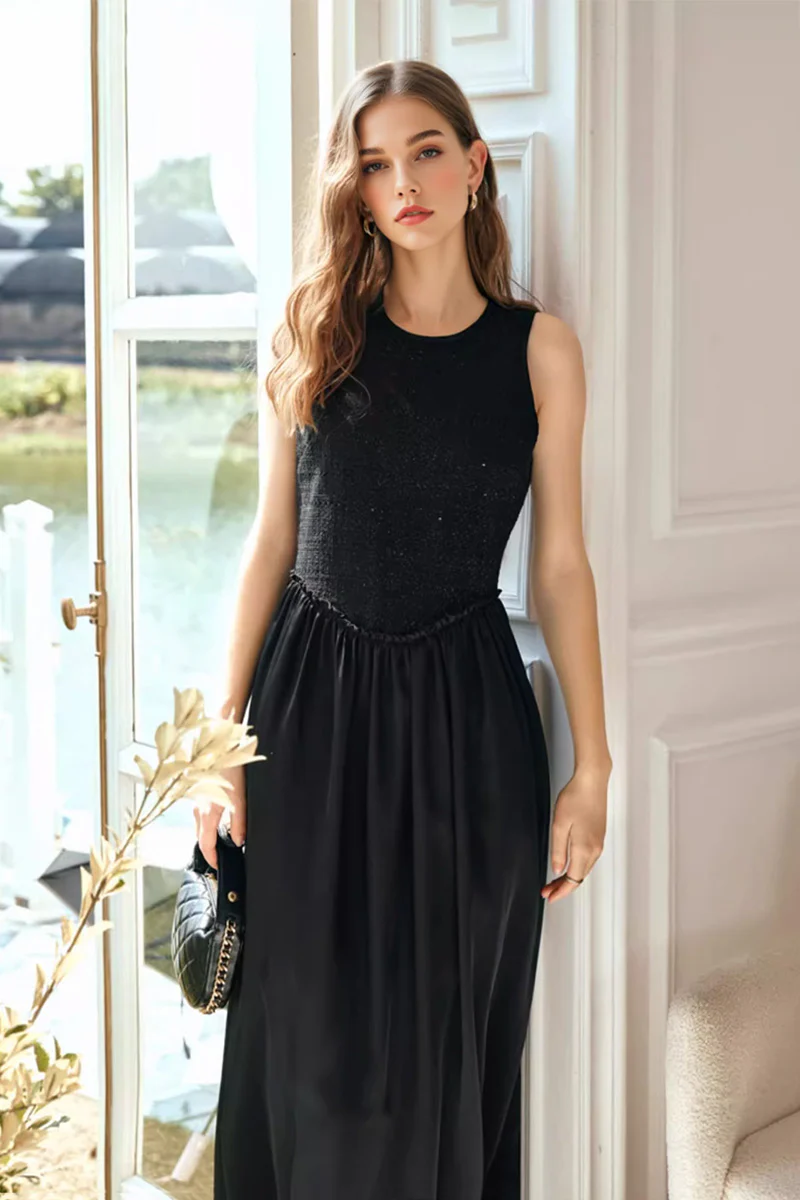Black Sleeveless Fit & Flare Maxi Dress - HBQMJX