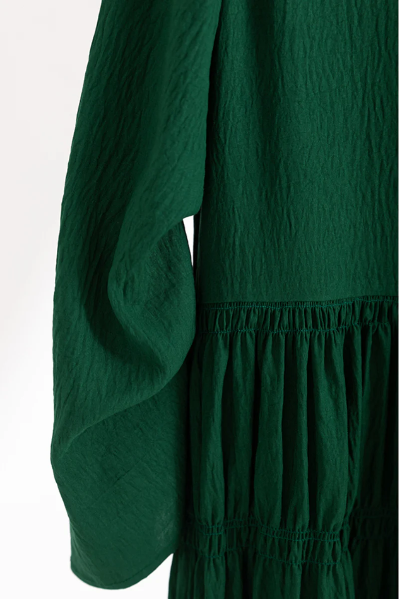 Forest Green Long-Sleeve Maxi Dress - HBQMJX