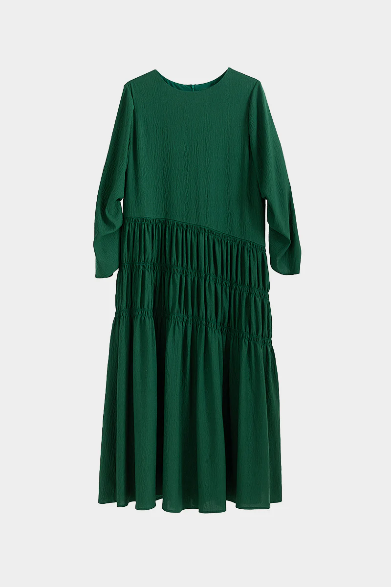 Forest Green Long-Sleeve Maxi Dress - HBQMJX