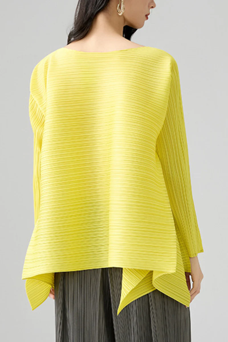 Designer Inspired Pleated Asymmetrical Top - HBQMJX