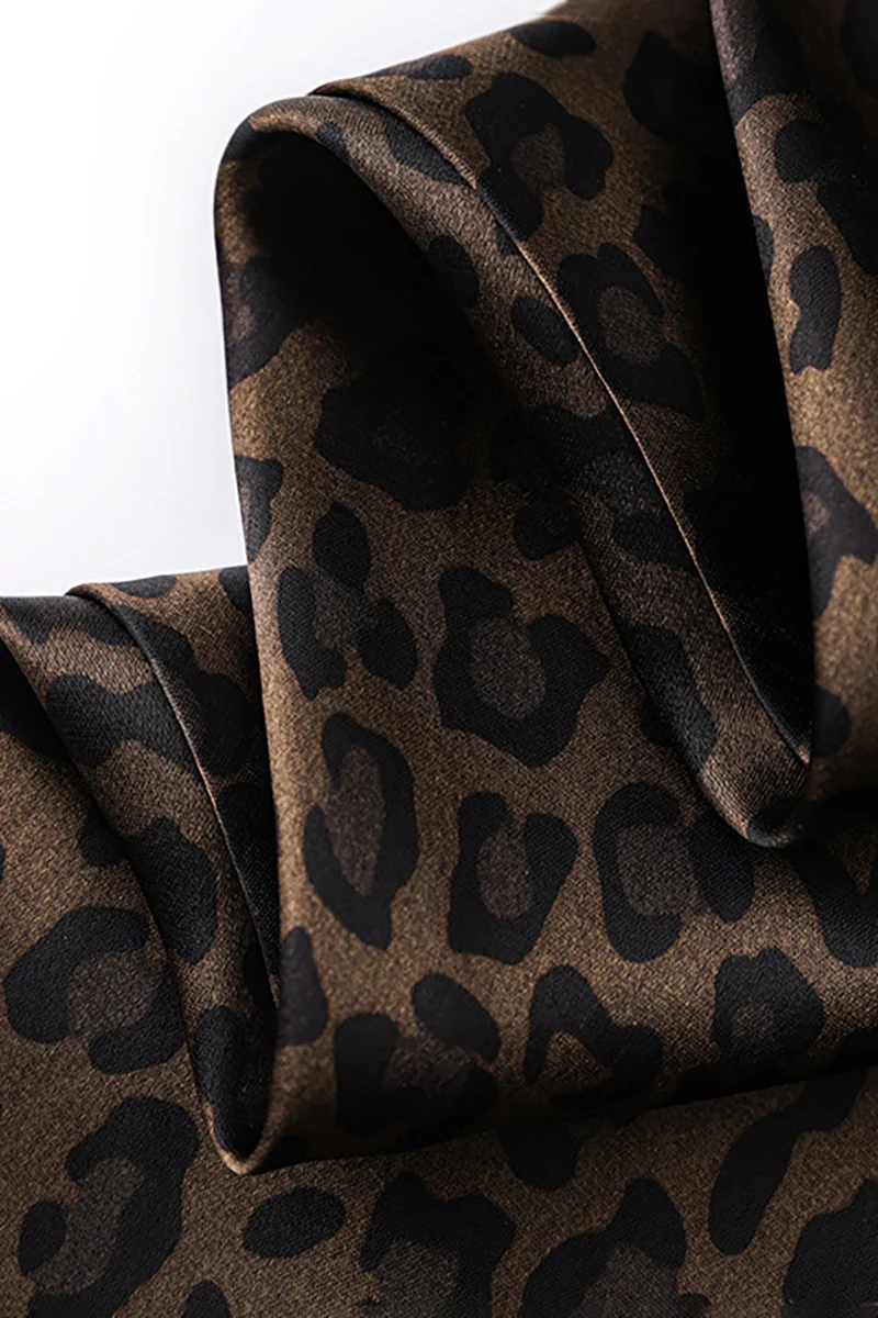 Satin Printed V-Neck Midi Slip Dress - HBQMJX