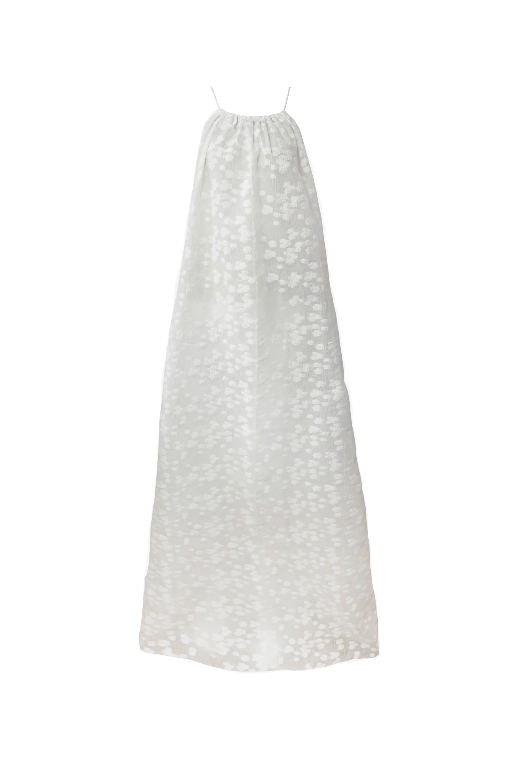 Halter Neck White Floral Jacquard Dress - HBQMJX