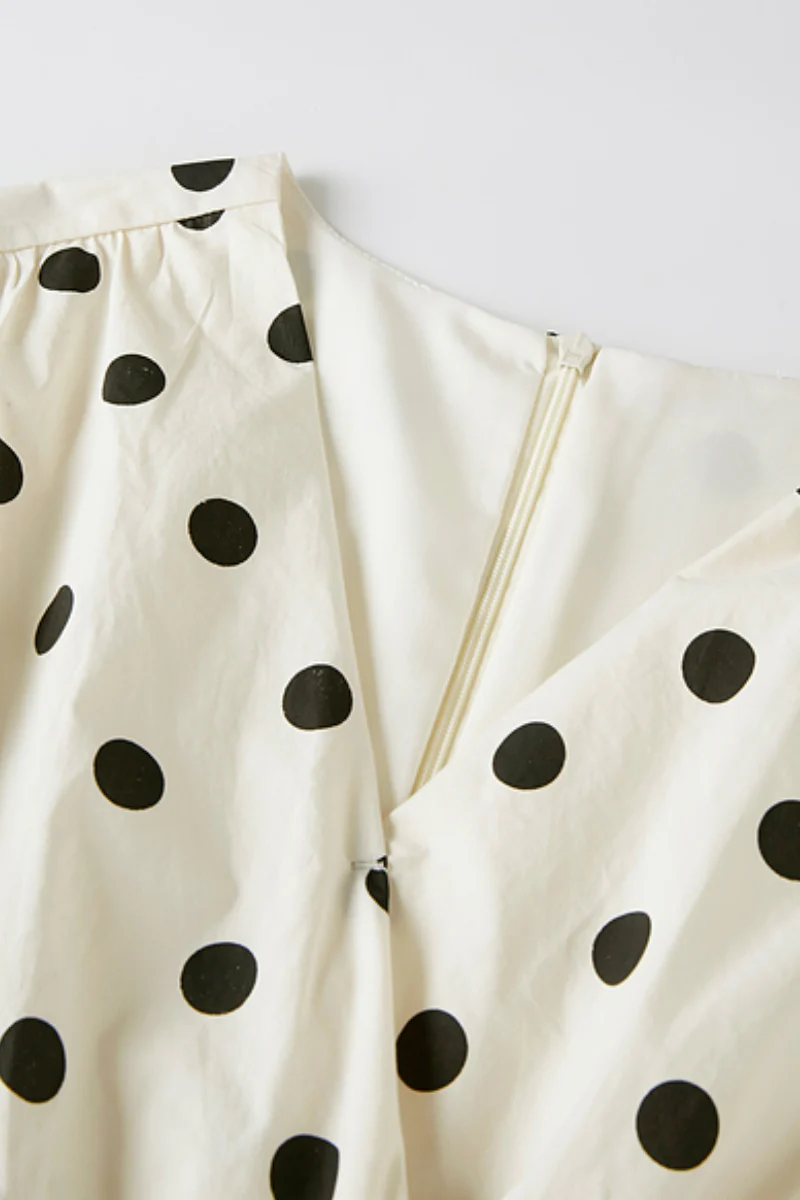 French-Inspired Polka-Dot Midi Dress - HBQMJX
