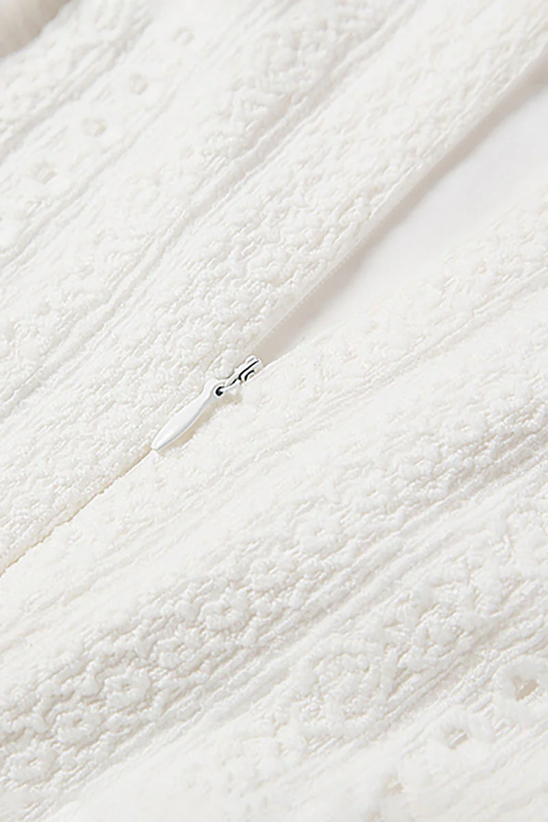 White Embroidered Lace Fit & Flare Midi Dress - HBQMJX