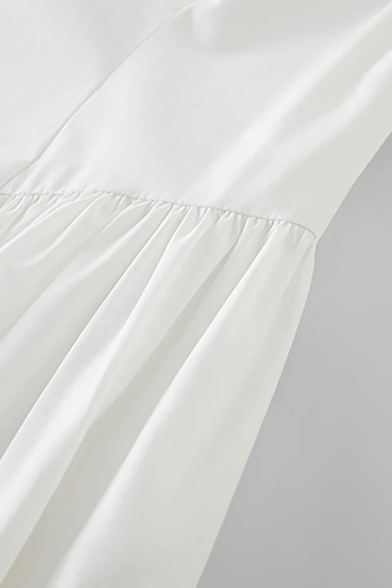 White Sleeveless Scoop-Neck Bubble Mini Dress - HBQMJX