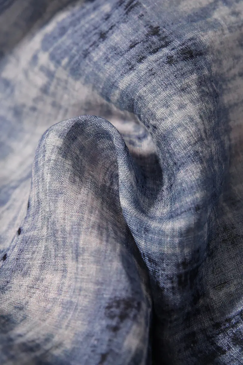 100-Count Fine Ramie Blue Tie Dye Spaghetti-Strap Maxi Dress - HBQMJX