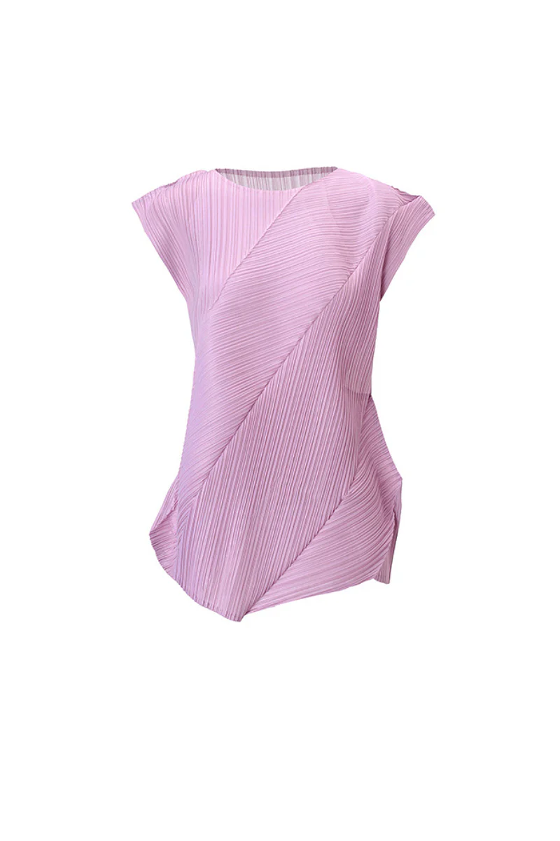 Designer Inspired Pleated Cap-Sleeve Top - HBQMJX