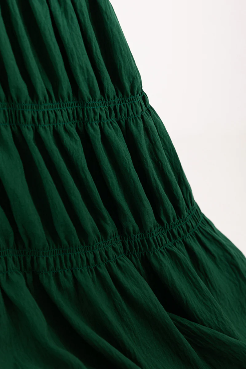 Forest Green Long-Sleeve Maxi Dress - HBQMJX