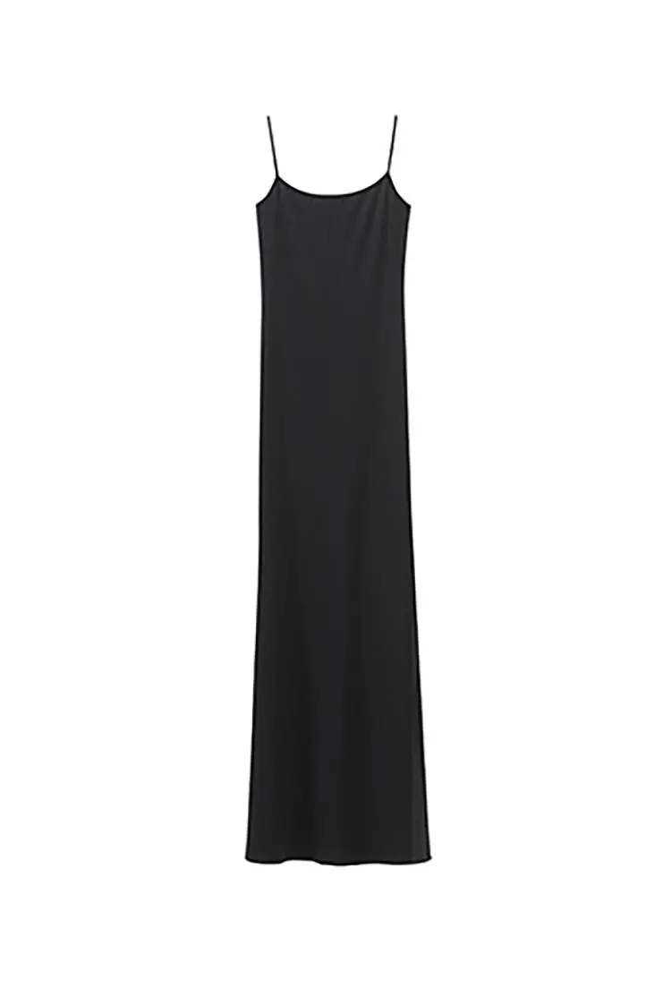 Black Bodycon Slip Maxi Dress - HBQMJX