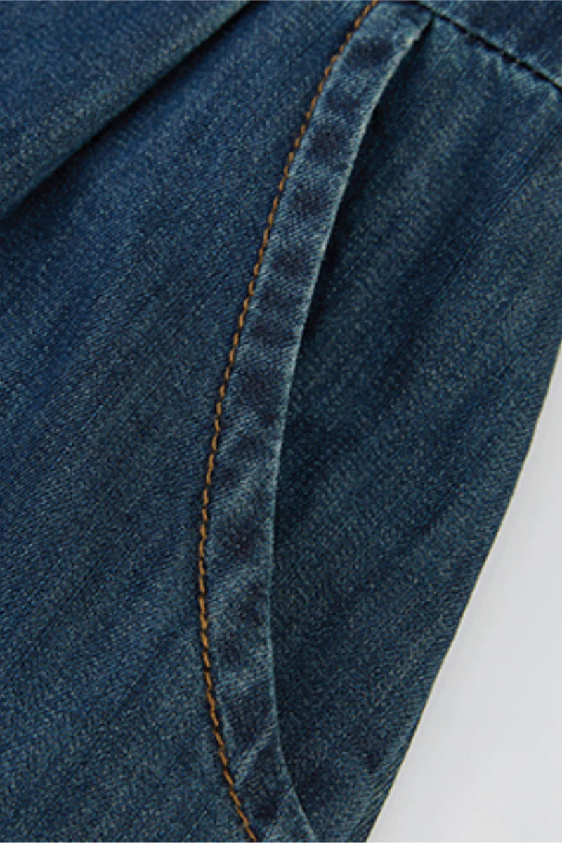 Denim Spaghetti-Strap Midi Dress With Pockets - HBQMJX