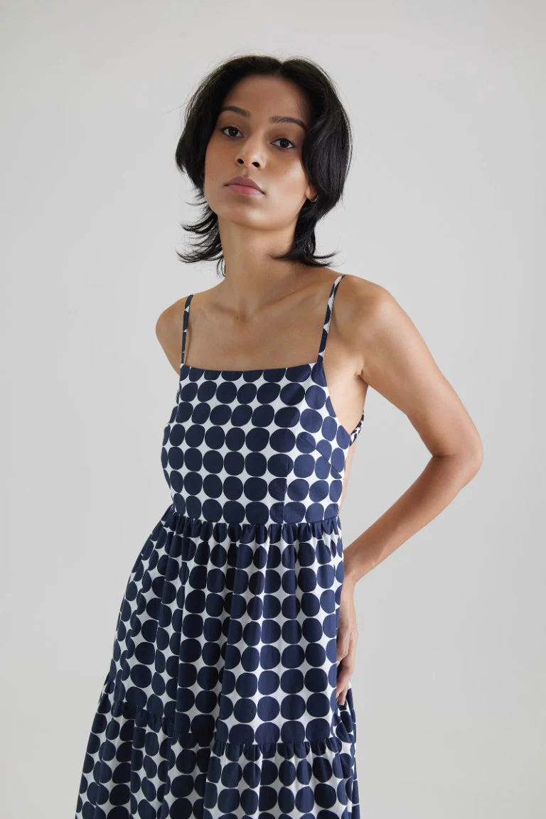Polka Dot Tiered Backless Dress - HBQMJX
