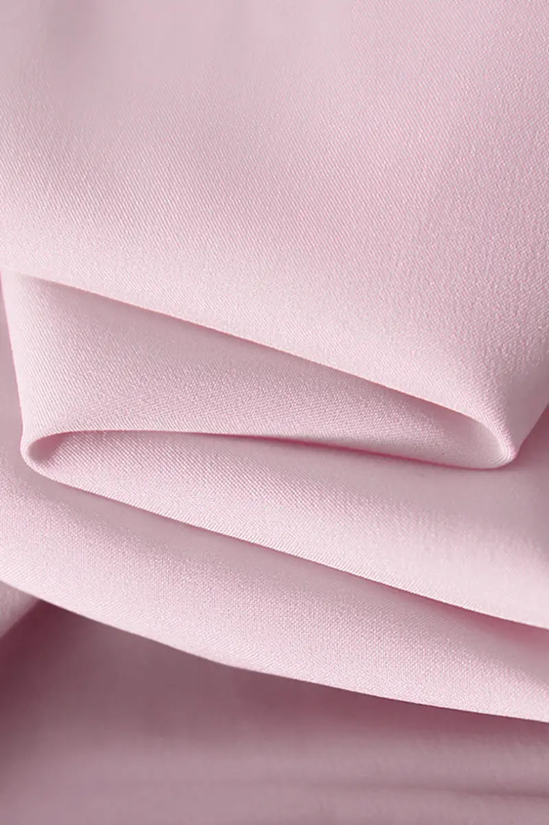 Pink Silky Tiered Puff-Sleeve Maxi Dress - HBQMJX