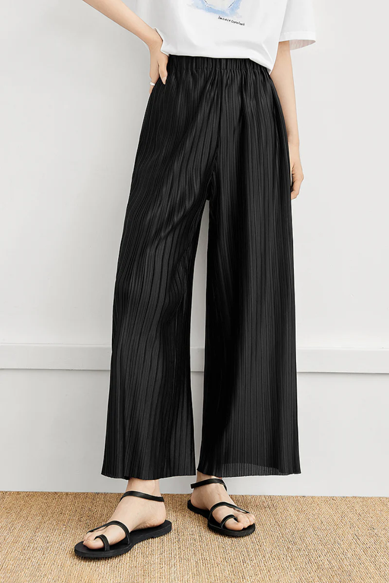 Flowy Pleated Pull-On Wide-Leg Pants - HBQMJX