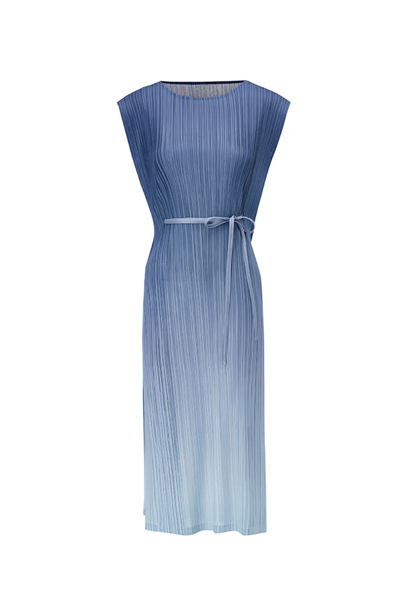 Ombre Pleated Sleeveless Midi Dress - HBQMJX