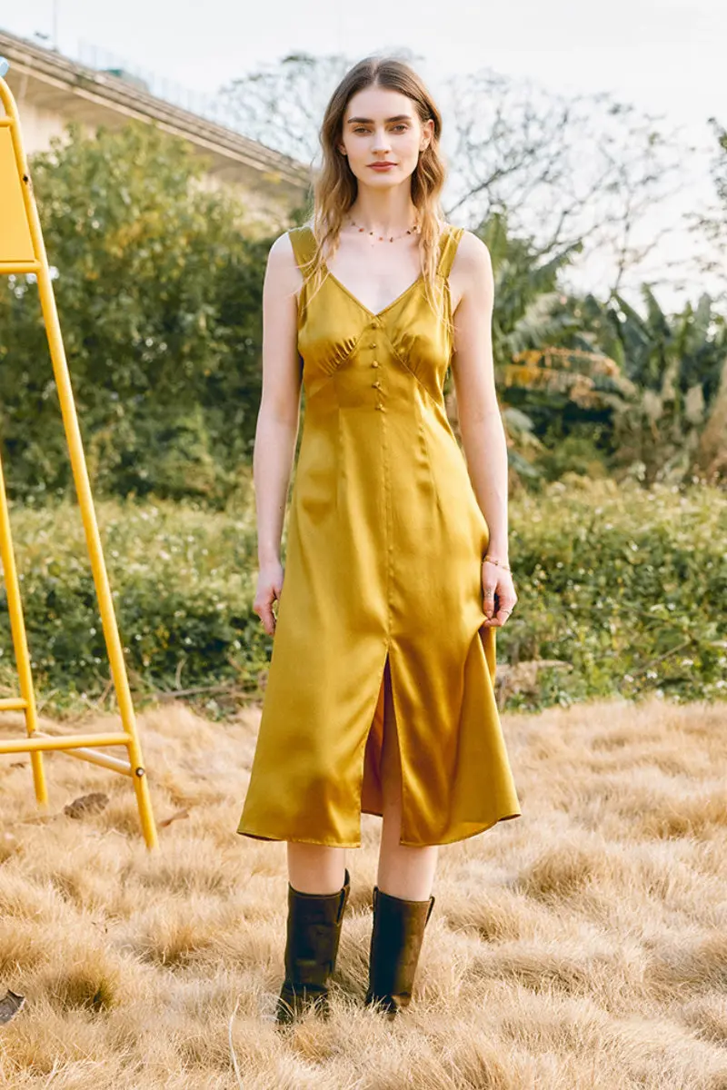 French-Inspired 19 MM Silk Crepe-Back Sleeveless Midi Dress - HBQMJX