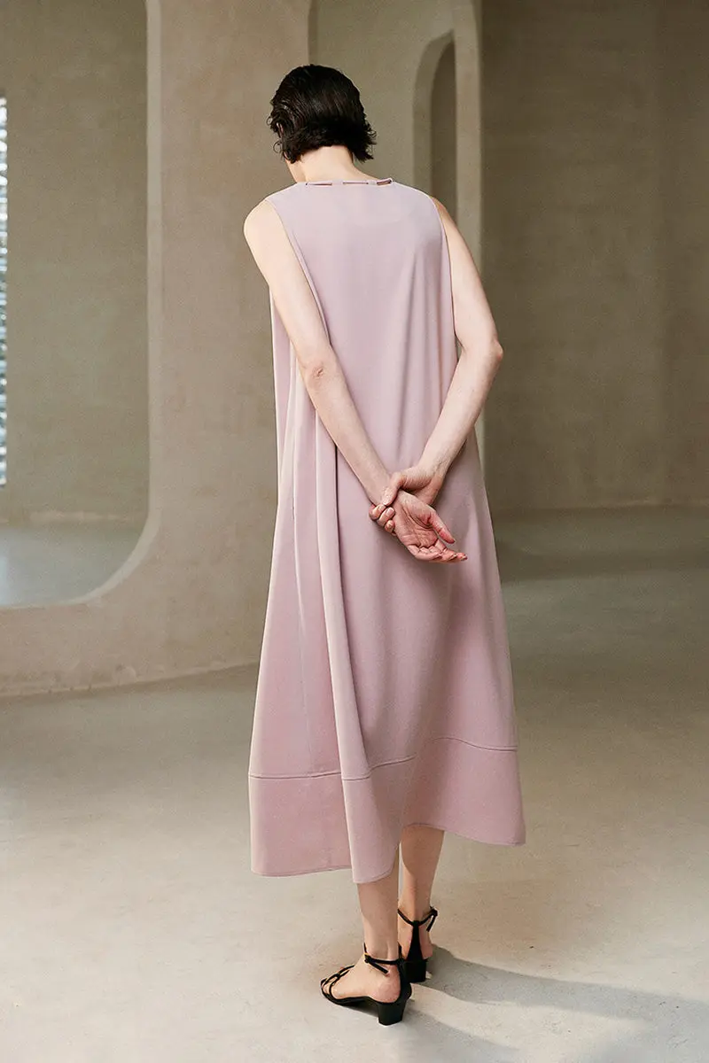 Pink Row-Style Sleeveless Midi Dress - HBQMJX