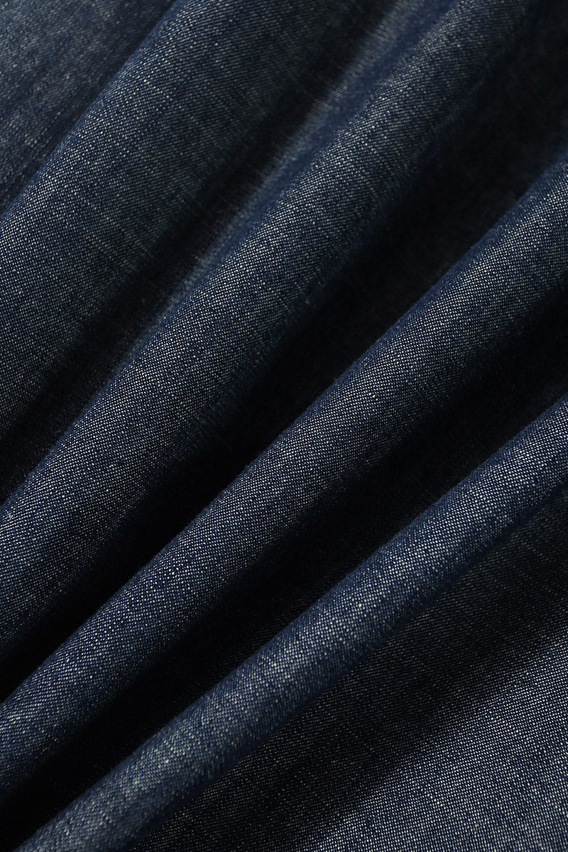 Paneled Sleeveless Denim A-Line Dress with Belt - HBQMJX