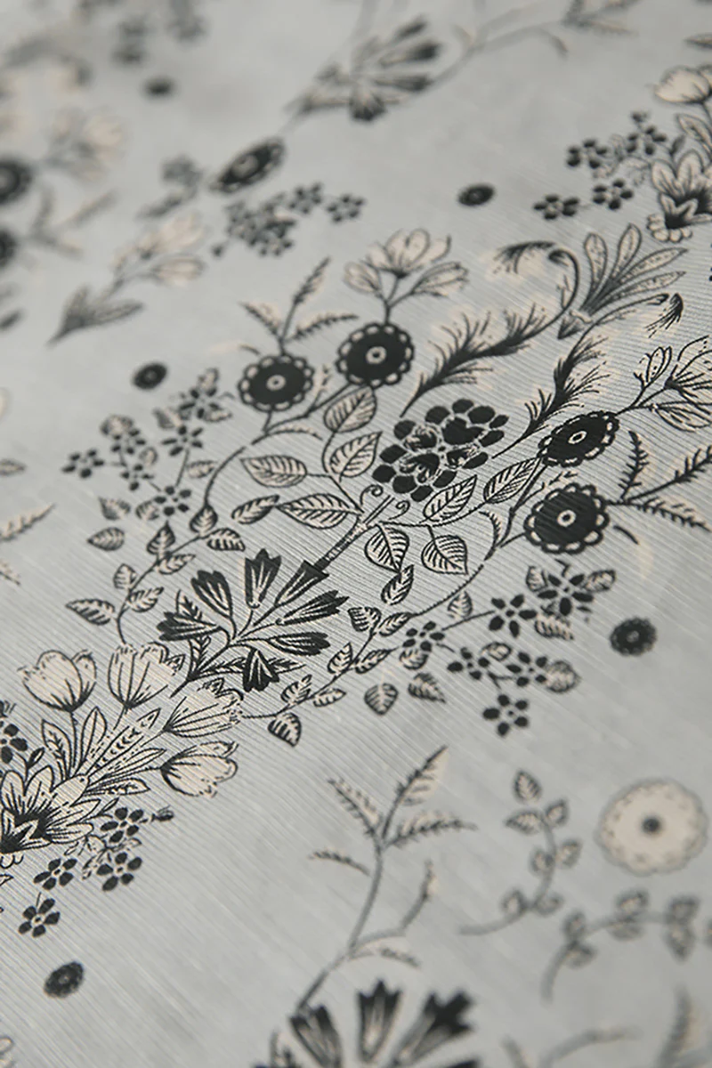 Qipao-Inspired Floral Midi Dress in Linen-Silk Blend - HBQMJX