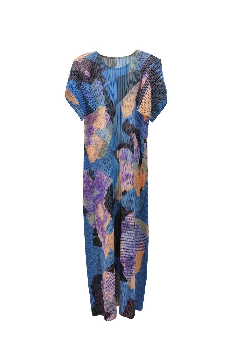 Designer Inspired Pleated Floral Midi Dress - HBQMJX