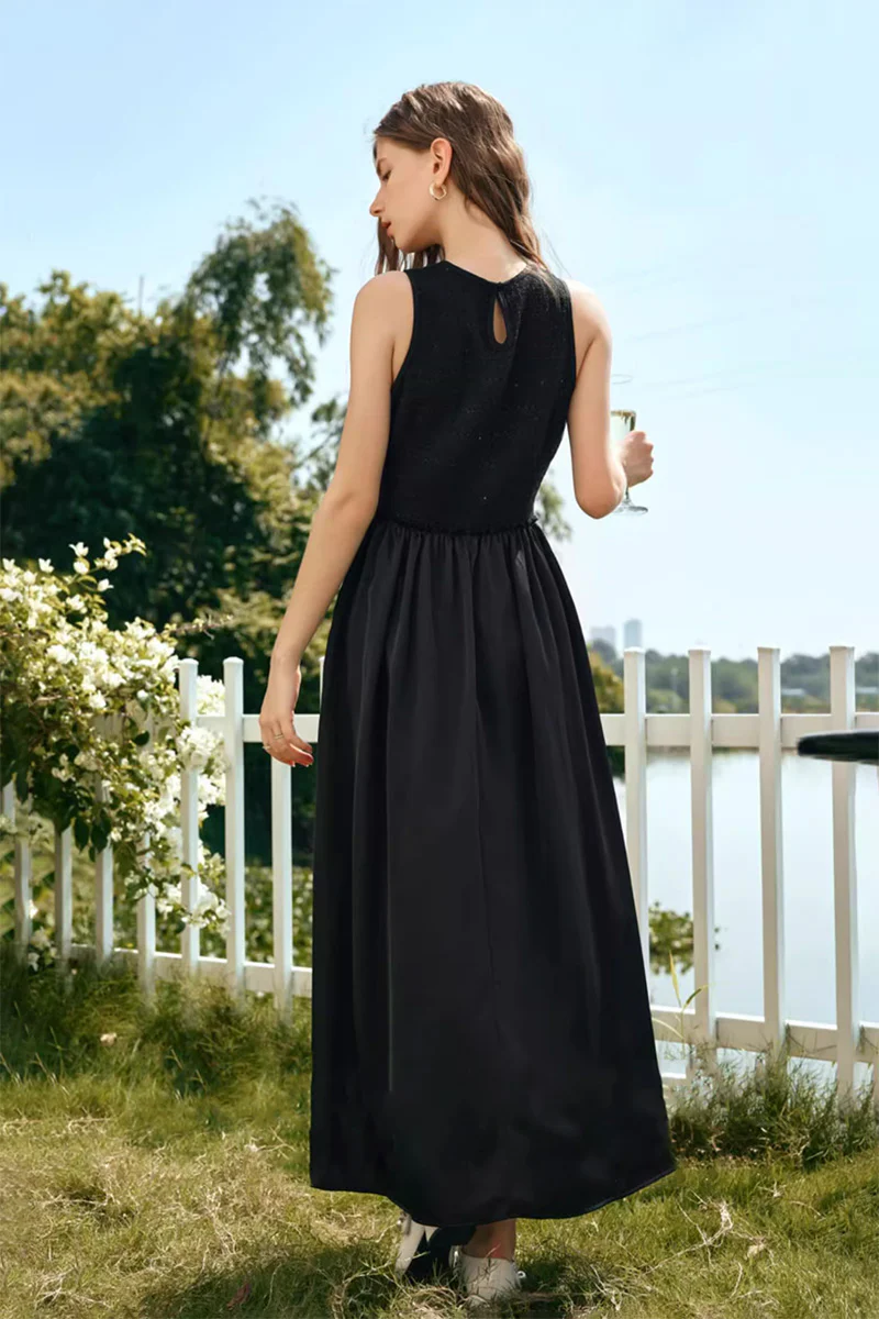 Black Sleeveless Fit & Flare Maxi Dress - HBQMJX