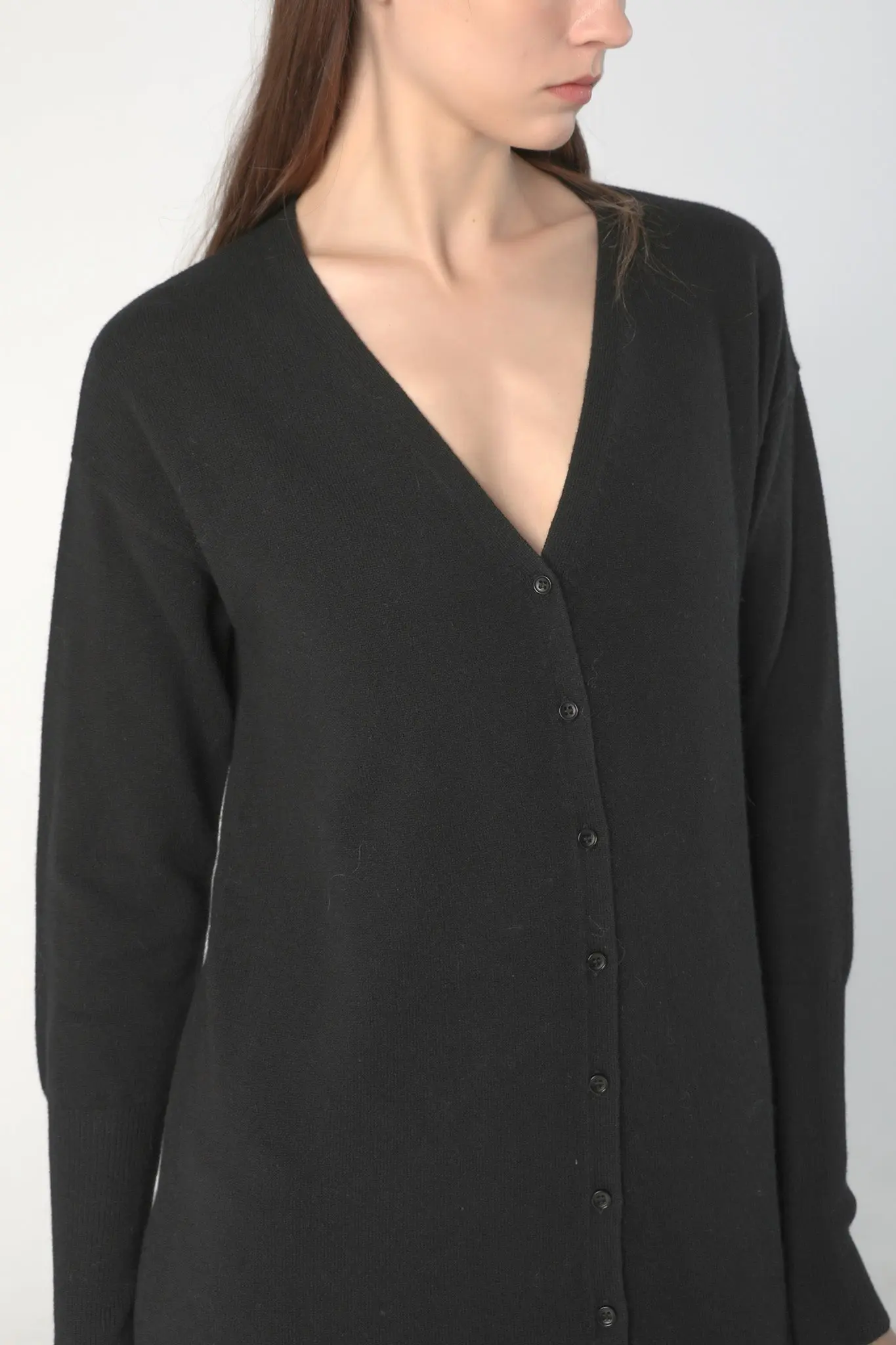 V-Neck Cardigan Sweater Dress in Merino Wool - HBQMJX