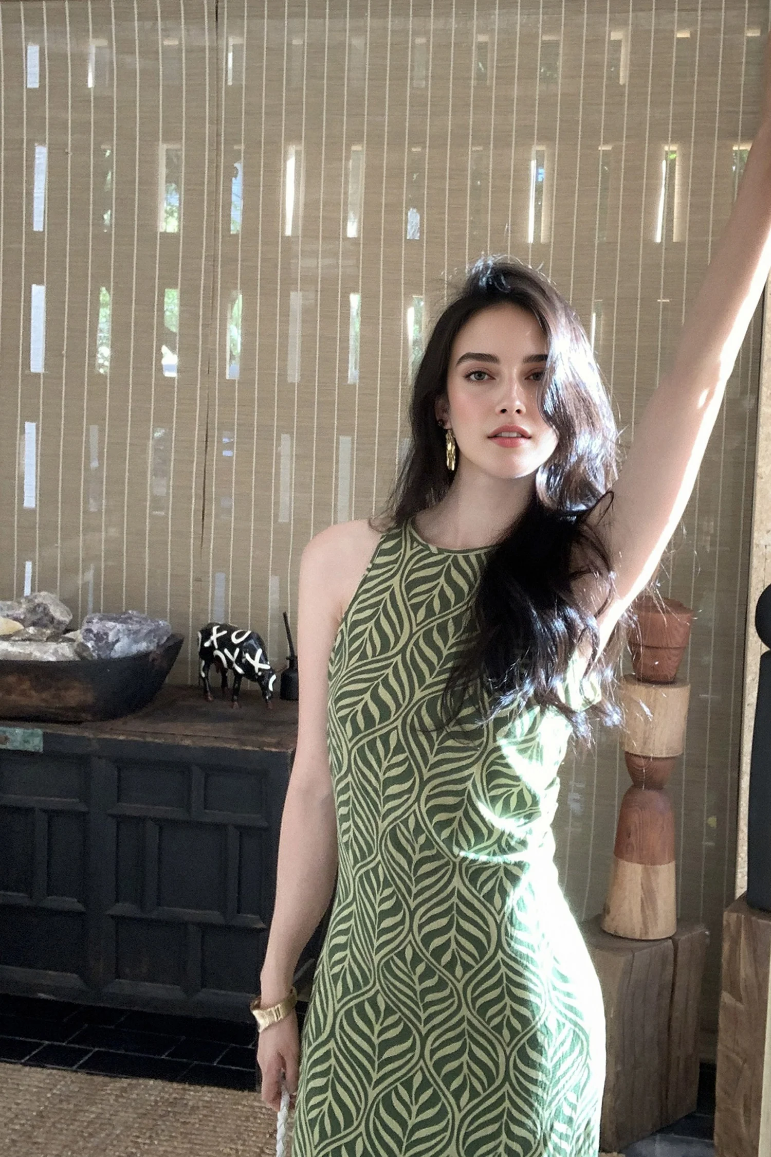 Green Paisley Print Sleeveless Maxi Dress - HBQMJX