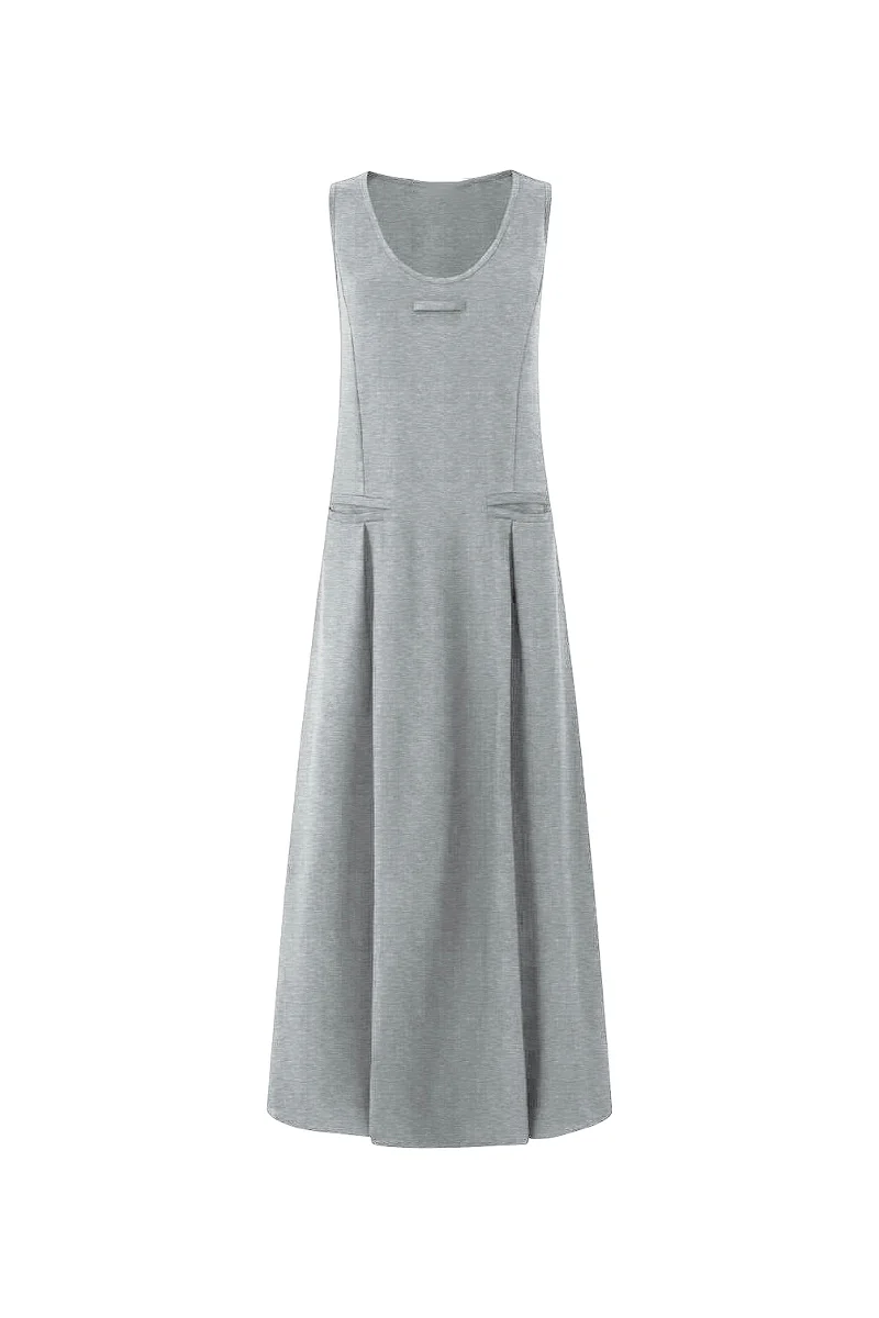 Casual Sleeveless Maxi Tank Dress with Back Twist - HBQMJX