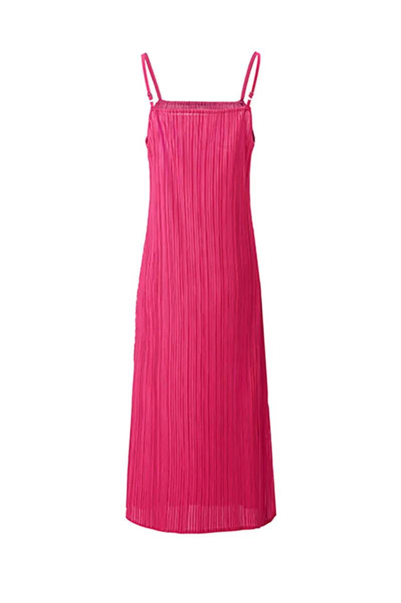 Designer Inspired Pleated Midi Slip Dress - HBQMJX