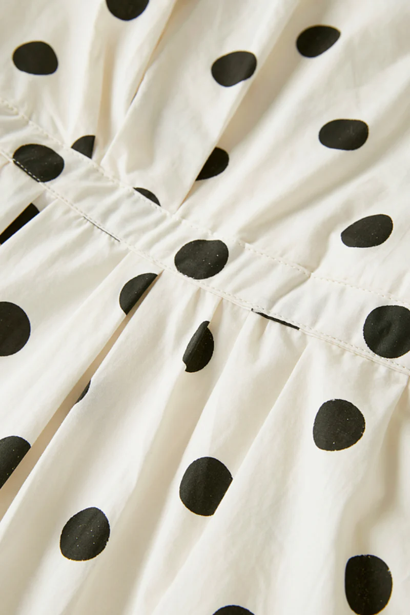 French-Inspired Polka-Dot Midi Dress - HBQMJX